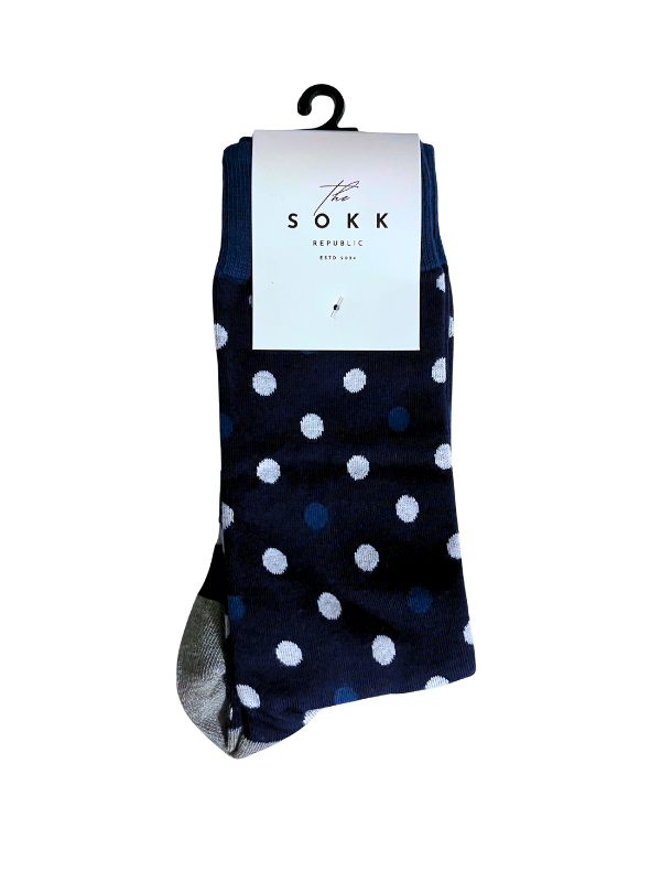 Dark Blue White Dot Office Socks