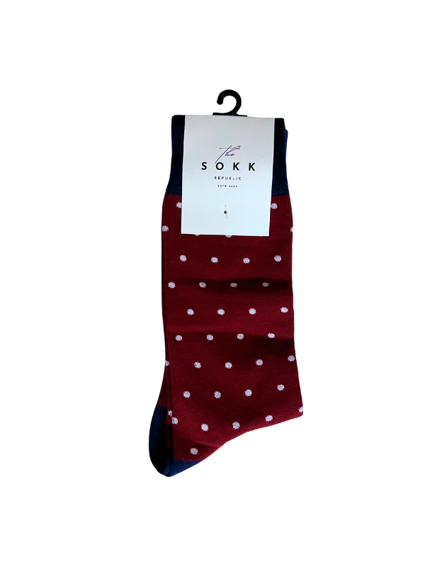 Maroon and White Dot Office Socks