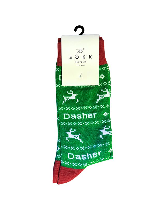 Green Reindeer Christmas Socks
