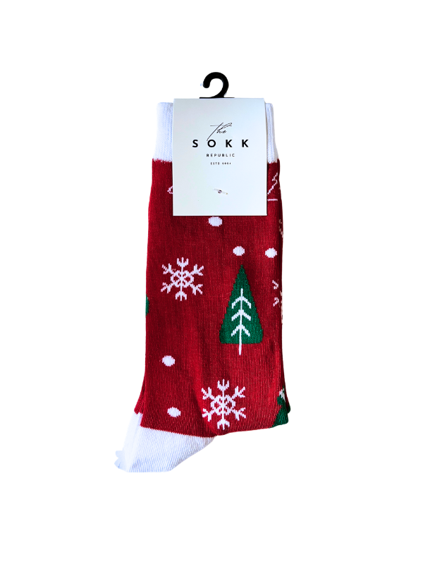 Red Christmas Tree Socks