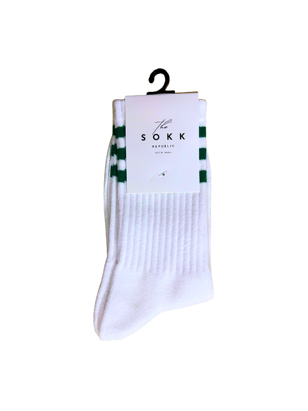 Premium White and Green Stripe Socks