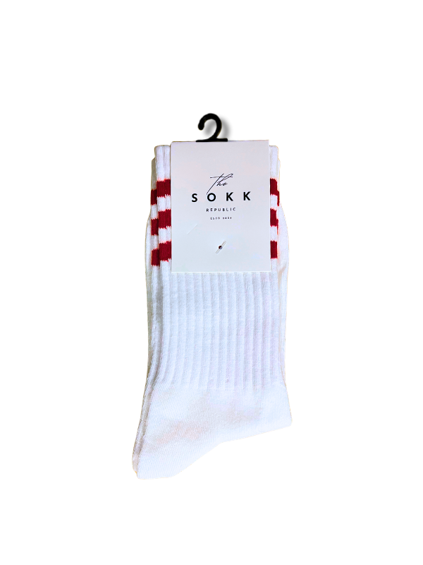 Premium White and Red Stripe Socks