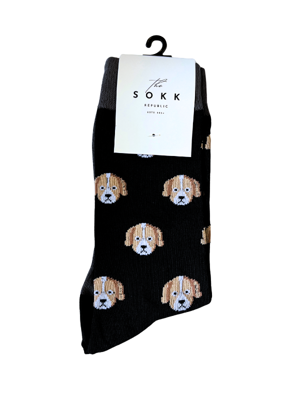 Dog Print Black Socks