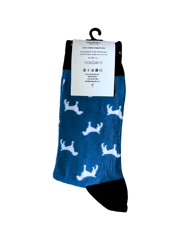 Dog Print Blue Socks - Image 5