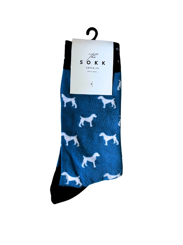 Dog Print Blue Socks